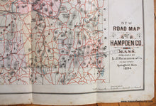 Load image into Gallery viewer, 1894 - New Road Map Of Hampden Co. Mass. Antique Genuine Printed-Color