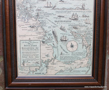 Load image into Gallery viewer, Framed-Genuine-Antique-Printed-Color-Pictorial-Map-An-Historical-and-Pictorial-Map-of-Boston-Harbor-and-Massachusetts-Bay-including-Cape-Cod-and-Cape-Ann-1941-Edward-Rowe-Snow-Maps-Of-Antiquity