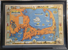 Load image into Gallery viewer, Framed-Antique-Vintage-Map-Pictorial-Cape-Cod-Illustrations-1937-Town-Crier-Maps-Of-Antiquity