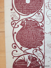 Load image into Gallery viewer, Map of Cape Cod with decorative borders and ship illustrations in a cranberry red color.