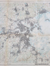 Load image into Gallery viewer, Impressive map with the city of Boston at center, with darkly shaded areas indicating densely populated areas, green shows forests and brown lines indicate topography. The Public Reservations are noted.