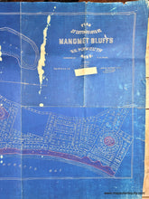 Load image into Gallery viewer, Blueprint style map with red markings showing part of Plymouth, MA. Genuine-Antique-Map-Plan-of-Cottage-Lots-at-Manomet-Bluffs-So-Plymouth-Mass--1920-Brine-Hugo-Bufford-Maps-Of-Antiquity