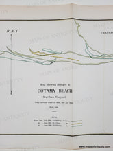 Load image into Gallery viewer, 1889 - Map Showing changes in Cotamy Beach, Martha's Vineyard, from surveys made in 1886, 1887 and 1889 - Antique Hand-colored Chart