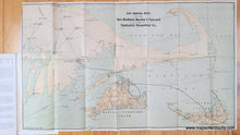 Load image into Gallery viewer, Original printed color tan for land and blue for water. Genuine-Antique-booklet-with-Map-Map-Showing-Route-of-the-New-Bedford-Marthas-Vineyard-and-Nantucket-Steamboat-Co.-1900-Rand-Avery-Supply-Co.-Maps-Of-Antiquity