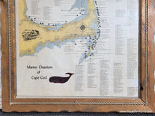 Load image into Gallery viewer, Original printed color with yellow for land and blue along the shore. Vintage-Map-Marine-Disasters-of-Cape-Cod-Shipwreck-Shipwrecks-Nautical-History-Maps-of-Antiquity