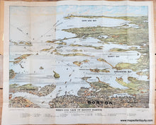 Load image into Gallery viewer, 1920 - Bird's Eye View of Boston Harbor - Antique Map