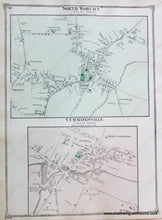 Load image into Gallery viewer, 1875 - Double-Sided Page With Several Maps: East Woburn (Center) North Cummingsville (Ma) Antique