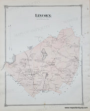 Load image into Gallery viewer, Old map of Lincoln MA with original orange 1875 color.