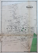 Load image into Gallery viewer, Antique-Hand-Colored-Map-Section(s)-of-Malden--(MA)-Middlesex--1875-Beers-Maps-Of-Antiquity