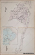 Load image into Gallery viewer, Antique map of the town of chatham, Massachusetts, with an inset map of north chatham. original hand-coloring in antique tones of pink for the town and blue for north chatham.