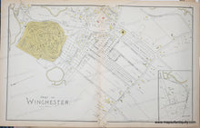 Load image into Gallery viewer, Antique map with original colors of yellow, pink, and green. Antique-Map-Winchester-(MA)-Massachusetts--1889-Walker-Maps-Of-Antiquity