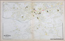 Load image into Gallery viewer, 1889 - Double-sided page: Woburn Center, South Woburn, Burlington, Wilmington, and Woburn towns (MA) - Antique Map