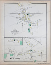 Load image into Gallery viewer, 1889 - Double-sided map: Waltham / Wayland / Weston / Littleton (MA) - Antique Map