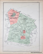 Load image into Gallery viewer, Antique map with original colors of orange-pink, and green.