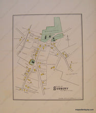 Load image into Gallery viewer, 1889 - Sudbury Hudson Stow (Ma) Antique Map Genuine Hand-Colored
