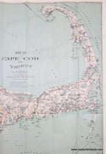 Load image into Gallery viewer, Antique Map of Cape Cod and vicinity on a green-blue background