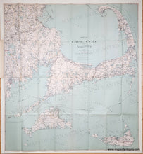 Load image into Gallery viewer, Antique Map of Cape Cod and vicinity on a green-blue background