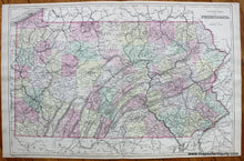 Load image into Gallery viewer, Antique-Hand-Colored-Map-County-Map-of-Pennsylvania-versos:-County-Map-of-the-State-of-New-Jersey-and-maps-of-Harrisburg-Williamsport-Erie-and-Scranton.--United-States-Pennsylvania-1884-Mitchell-Maps-Of-Antiquity