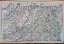 Load image into Gallery viewer, Antique-Printed-Color-Map-Virginia-and-West-Virginia-verso:-Richmond-and-Manchester-(VA)-and-Georgia.--United-States-Mid-Atlantic-1894-Cram-Maps-Of-Antiquity