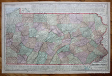 Load image into Gallery viewer, Antique-Printed-Color-Map-Pennsylvania-verso:-Ohio-and-Indiana-North-America-Mid-Atlantic-Midwest-1900-Cram-Maps-Of-Antiquity
