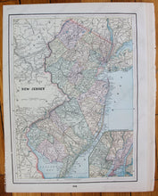 Load image into Gallery viewer, 1892 - Double-Sided Sheet With Pennsylvania Verso: Connecticut And New Jersey Antique Map Genuine