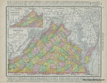 Load image into Gallery viewer, 1911 - Map Of The Main Portion Washington D. C. Verso: Virginia Antique Genuine Printed-Color