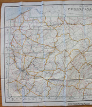 Load image into Gallery viewer, 1924 - Road Map Of Pennsylvania Showing State Highways Antique Genuine Printed-Color