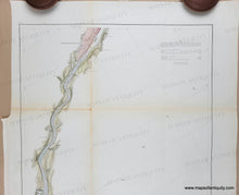 Load image into Gallery viewer, Antique chart of part of Rappahannock River Virginia with hand-coloring in green, tan, and blue. Genuine-Antique-Coast-Chart-Rappahannock-River-Virginia-from-Fredericksburgh-to-near-Moss-Neck-1856-US-Coast-Survey-Maps-Of-Antiquity