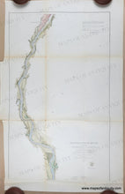 Load image into Gallery viewer, Antique chart of part of Rappahannock River Virginia with hand-coloring in green, tan, and blue. Genuine-Antique-Coast-Chart-Rappahannock-River-Virginia-from-Fredericksburgh-to-near-Moss-Neck-1856-US-Coast-Survey-Maps-Of-Antiquity