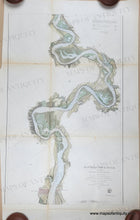 Load image into Gallery viewer, Antique chart of part of Rappahannock River Virginia with hand-coloring in green, tan, and blue. Genuine-Antique-Coast-Chart-Rappahannock-River-Virginia-from-Moss-Neck-to-Port-Royal-1856-US-Coast-Survey-Maps-Of-Antiquity