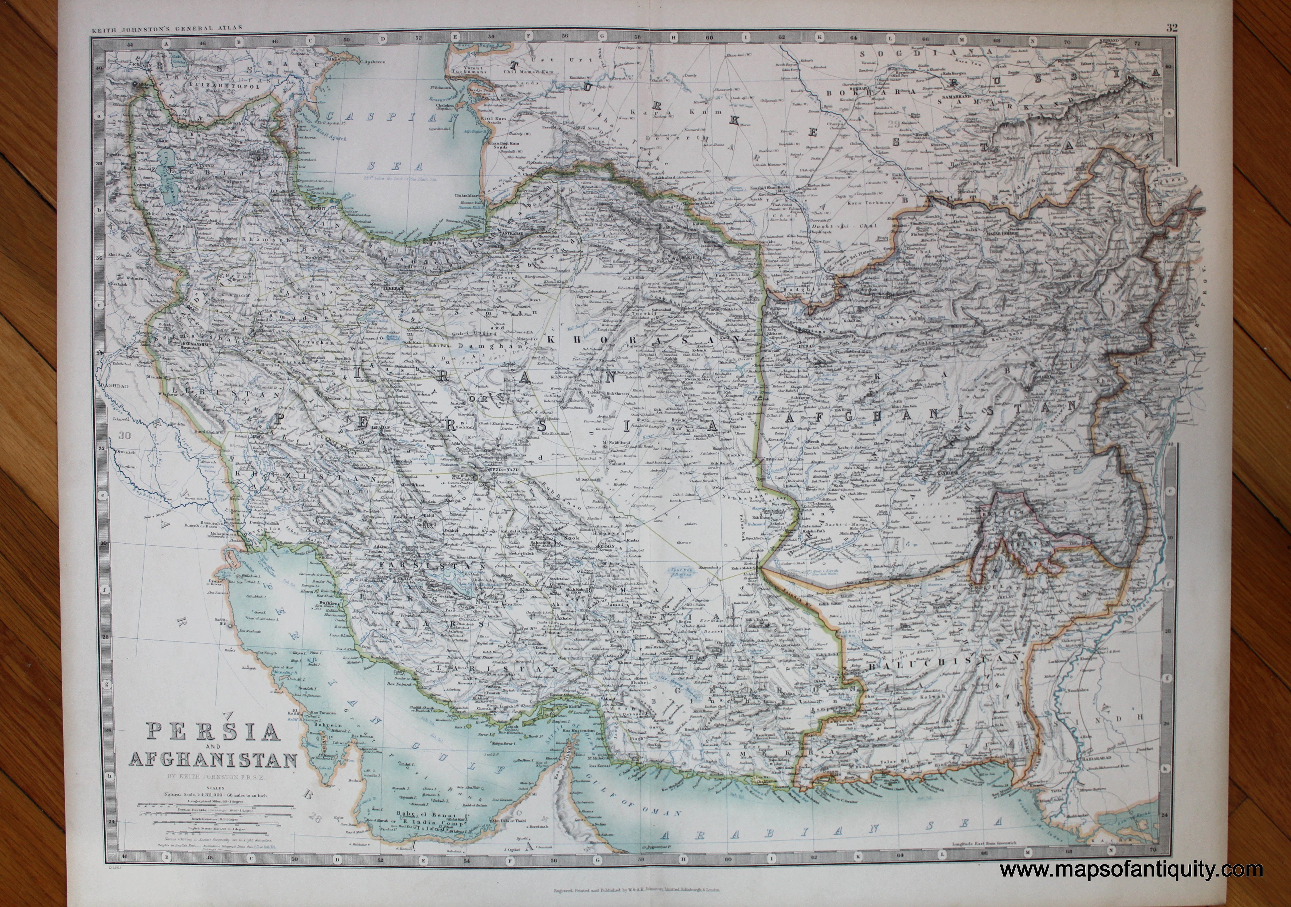 1904 - Persia And Afghanistan - Antique Printed Color Map – Maps of ...