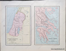 Load image into Gallery viewer, Genuine-Antique-Printed-Color-Comparative-Chart-Map-of-Ancient-Palestine-Map-of-Ancient-Greece;-verso:-Map-of-Ancient-Asia-Minor-Map-of-Canaan-Part-of-Egypt-and-the-Route-of-the-Israelites-through-the-Wilderness-Middle-East-&-Holy-Land--1892-Home-Library-&-Supply-Association-Maps-Of-Antiquity-1800s-19th-century