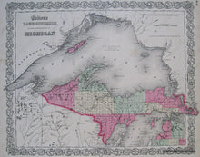 Load image into Gallery viewer, Antique-Hand-Colored-Map-Colton's-Lake-Superior-and-the-Northern-Part-of-Michigan--Colton's-Michigan-******-United-States-Michigan-1865-Colton-Maps-Of-Antiquity