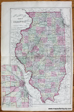 Load image into Gallery viewer, Antique-Hand-Colored-Map-County-and-Township-Map-of-the-State-of-Illinois-verso-Plan-of-Cincinnati-and-Vicinity--United-States-Illinois-1884-Mitchell-Maps-Of-Antiquity