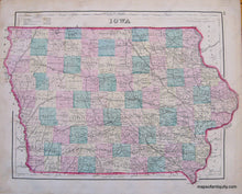 Load image into Gallery viewer, 1876 - Illinois Chicago Iowa Antique Map Genuine Hand-Colored