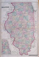 Load image into Gallery viewer, Antique-Hand-Colored-Map-Illinois-Chicago-Iowa-United-States-Illinois-1876-Gray-Maps-Of-Antiquity