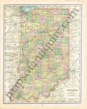 Load image into Gallery viewer, Antique-Printed-Color-Map-Indiana-verso:-Indianapolis-United-States-Midwest-1894-Cram-Maps-Of-Antiquity