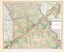 Load image into Gallery viewer, Antique-Printed-Color-Map-Missouri-verso:-Minneapolis-Minnesota-United-States-Midwest-1894-Cram-Maps-Of-Antiquity