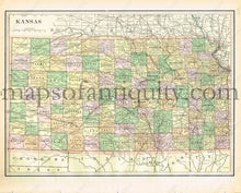 Load image into Gallery viewer, 1898 - Nebraska Verso: Kansas Antique Map Genuine Printed-Color