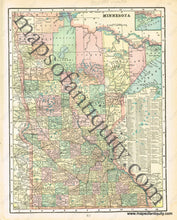 Load image into Gallery viewer, Antique-Printed-Color-Map-Minnesota-verso:-North-Dakota-North-America-Midwest-1900-Cram-Maps-Of-Antiquity