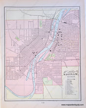 Load image into Gallery viewer, Antique-Printed-Color-Map-Indianapolis-verso:-Map-of-The-City-of-Saginaw-Michigan-North-America-Midwest-1900-Cram-Maps-Of-Antiquity