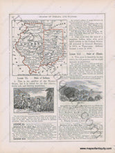 Load image into Gallery viewer, 1848 - State Of Ohio Verso States Indiana And Illinois Antique Map Genuine Printed-Color
