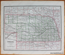 Load image into Gallery viewer, 1888 - Nebraska; Verso: Kansas Antique Map Genuine Printed-Color