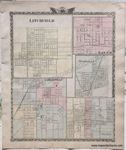 Load image into Gallery viewer, 1876 - Belleville Illinois; Verso: Five Small Cities Of Illinois Antique Map Genuine Printed-Color