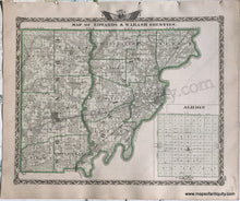 Load image into Gallery viewer, Antique-Hand-Colored-Map-Edwards-&-Wabash-Counties;-verso:-Wayne-County-Illinois-1876-Warner-&-Beers-/-Union-Atlas-Co.-Midwest-1800s-19th-century-Maps-of-Antiquity