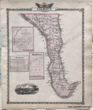 Load image into Gallery viewer, Antique-Hand-Colored-Map-Calhoun-County;-verso:-Jersey-County-Illinois-1876-Warner-&-Beers-/-Union-Atlas-Co.-Midwest-1800s-19th-century-Maps-of-Antiquity