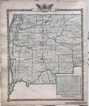 Load image into Gallery viewer, 1876 - Macoupin County Verso: Greene Illinois Antique Map Genuine Printed-Color
