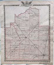 Load image into Gallery viewer, Antique-Hand-Colored-Map-Christian-County;-verso:-Montgomery-County-Illinois-1876-Warner-&-Beers-/-Union-Atlas-Co.-Midwest-1800s-19th-century-Maps-of-Antiquity