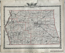 Load image into Gallery viewer, Antique-Hand-Colored-Map-Morgan-&-Scott-Counties;-verso:-Sangamon-County-Illinois-1876-Warner-&-Beers-/-Union-Atlas-Co.-Midwest-1800s-19th-century-Maps-of-Antiquity