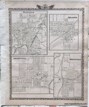 Load image into Gallery viewer, 1876 - Map Of Schuyler Mason Brown Cass & Menard Counties; Versos: Small Illinois City Maps Antique